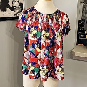 DOLAN adorable little blouse cap sleeves.  Gathered at the top. XS